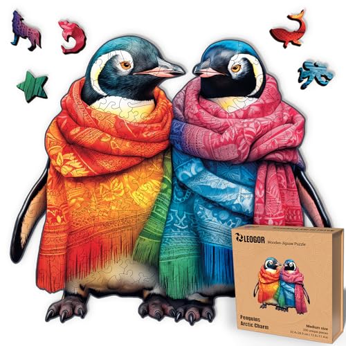 LEOGOR Penguins Arctic Charm – Holzpuzzle Erwachsene Pinguine, 200 Teile – 32,4 × 28,9 cm – 5 mm dickes Holz, handgeformte Teile, Tierförmiges Mosaikdesign – Magisches Holz Puzzle für Puzzle-Liebhaber LEOGOR Penguins Arctic Charm – Holzpuzzle Erwachsene Pinguine, 200 Teile – 32,4 × 28,9 cm – 5 mm dickes Holz, handgeformte Teile, Tierförmiges Mosaikdesign – Magisches Holz Puzzle für Puzzle-Liebhaber von LEOGOR