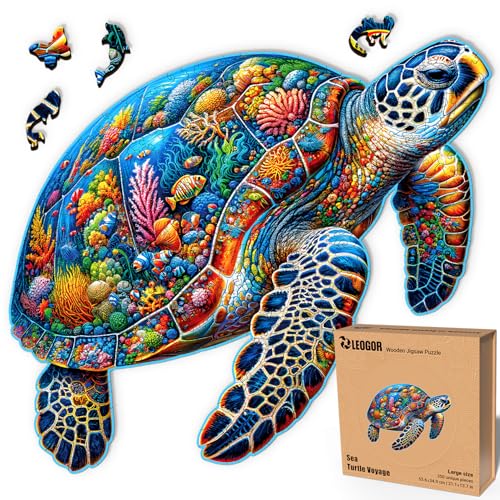 LEOGOR Sea Turtle Voyage – Holzpuzzle Erwachsene Meeresschildkröte, 350 Teile – 53,6 × 34,9 cm – 5 mm Dickes Holz, handgeformte Teile, Tierförmiges Magisches Holz Puzzle für Puzzle-Liebhaber LEOGOR Sea Turtle Voyage – Holzpuzzle Erwachsene Meeresschildkröte, 350 Teile – 53,6 × 34,9 cm – 5 mm Dickes Holz, handgeformte Teile, Tierförmiges Magisches Holz Puzzle für Puzzle-Liebhaber von LEOGOR