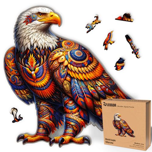 LEOGOR Vivid Eagle Odyssey – Holzpuzzle Erwachsene Adler, 200 Teile – 34,2 × 33 cm – 5 mm Dickes Holz, handgeformte Teile, Tierförmiges Mosaikdesign – Magisches Holz Puzzle für Puzzle-Liebhaber LEOGOR Vivid Eagle Odyssey – Holzpuzzle Erwachsene Adler, 200 Teile – 34,2 × 33 cm – 5 mm Dickes Holz, handgeformte Teile, Tierförmiges Mosaikdesign – Magisches Holz Puzzle für Puzzle-Liebhaber von LEOGOR