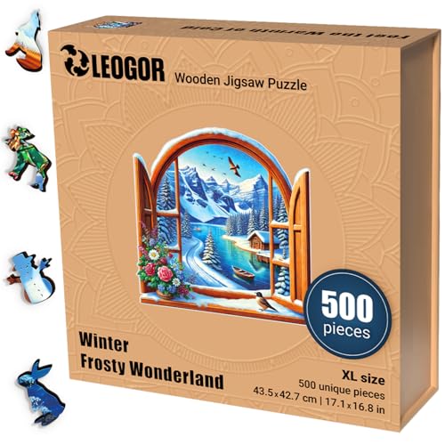 LEOGOR Winter Frosty Wonderland – Holzpuzzle Erwachsene mit Wintermotiv, 350 Teile – 36,1 × 35,5 cm – 5 mm Dickes Holz, handgeformte Teile, Mosaikdesign – Magisches Holz Puzzle für Puzzle-Liebhaber LEOGOR Winter Frosty Wonderland – Holzpuzzle Erwachsene mit Wintermotiv, 350 Teile – 36,1 × 35,5 cm – 5 mm Dickes Holz, handgeformte Teile, Mosaikdesign – Magisches Holz Puzzle für Puzzle-Liebhaber von LEOGOR