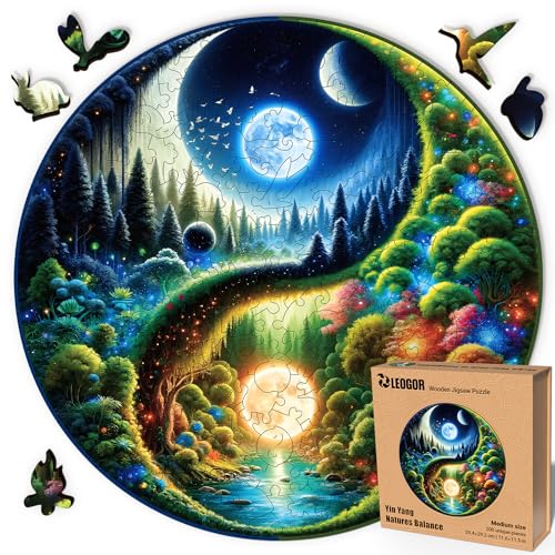 LEOGOR Yin Yang Natures Balance – Holzpuzzle Erwachsene Yin Yang, 200 Teile – 29,4 × 29,2 cm – 5 mm Dickes Holz, handgeformte Teile, rundes Mosaikdesign – Magisches Holz Puzzle für Puzzle-Liebhaber LEOGOR Yin Yang Natures Balance – Holzpuzzle Erwachsene Yin Yang, 200 Teile – 29,4 × 29,2 cm – 5 mm Dickes Holz, handgeformte Teile, rundes Mosaikdesign – Magisches Holz Puzzle für Puzzle-Liebhaber von LEOGOR