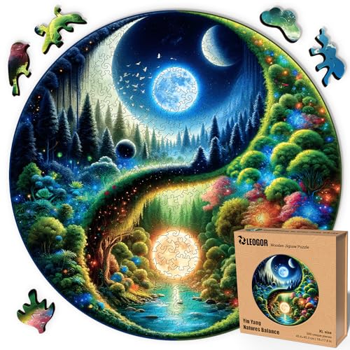 LEOGOR Yin Yang Natures Balance – Holzpuzzle Erwachsene Yin Yang, 500 Teile – 45,6 × 45,3 cm – 5 mm Dickes Holz, handgeformte Teile, rundes Mosaikdesign – Magisches Holz Puzzle für Puzzle-Liebhaber LEOGOR Yin Yang Natures Balance – Holzpuzzle Erwachsene Yin Yang, 500 Teile – 45,6 × 45,3 cm – 5 mm Dickes Holz, handgeformte Teile, rundes Mosaikdesign – Magisches Holz Puzzle für Puzzle-Liebhaber von LEOGOR