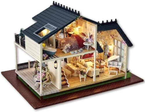 LEONYS Hüttenpuzzle, Puppenhaus, Miniatur-DIY-Haus, kreativer Raum mit Möbeln for romantische Kunstwerke, Geschenk, Gartenhaus von LEONYS