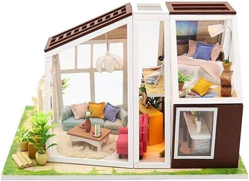 LEONYS Miniatur-Puppenhaus, DIY Cottage Innovative Modellhand, 3D-Puzzle Miniatur-Gewächshaus-Bastelset for Puppenhaus von LEONYS
