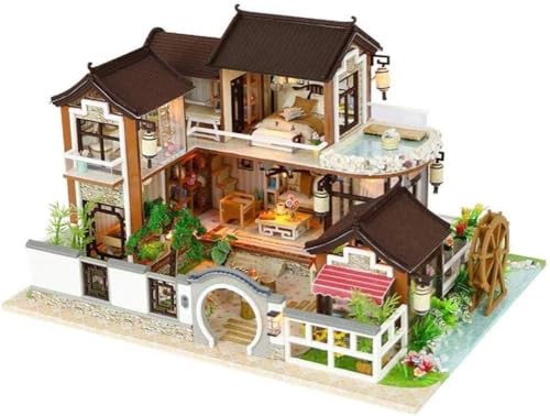LEONYS Miniatur-Puppenhaus, Puppenhaus-Miniaturmöbel, antike Architektur ohne Staubschutz von LEONYS