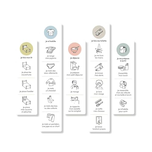 LES BELLES COMBINES - Autocollants repositionnables-Mes Petites Séquences-Ma du Matin Action-Spiele und Spiegelungen, mehrfarbig (LBC-Stickers-Routine-MO) von LES BELLES COMBINES