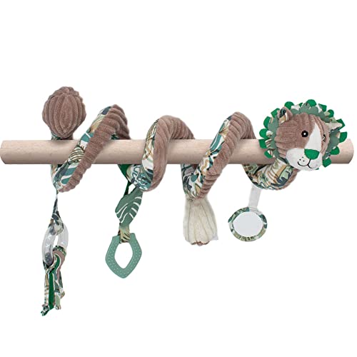 Les Deglingos – Aktivitäts-Spirale Jelekros der Löwe – Spielzeug für Babys mit Sound und Touch – 1 Stück – Beige – 40 cm ausgebreitet von LES DÉGLINGOS