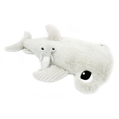 LES DÉGLINGOS Les PTIPOTOS by Plüschtier für Maman Bebe – ganz weich – Geschenk zur Geburt – Nagel der Hai Hammer für Mama & Baby – 57 cm – Hellgrau von LES DÉGLINGOS