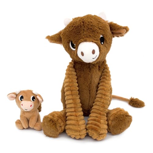 LES DÉGLINGOS Les PTIPOTOS by Cassonnade Plüschtier für Maman Bebe – sehr weich – Geschenk zur Geburt – Hindu Kuh Mama & Baby Cassonnade – 24 cm, Braun von LES DÉGLINGOS