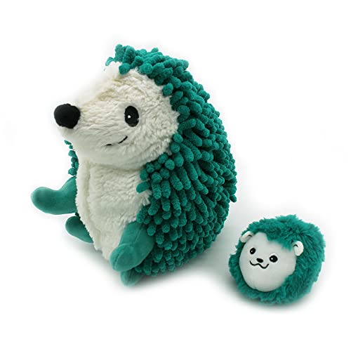 Les Déglingos PTIPOTOS by PikTOU Herisson Mama/Baby Plüschtier, grün, Plüsch, sehr weich, Geschenkidee zur Geburt – 21 cm von LES DÉGLINGOS