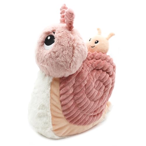 LES DÉGLINGOS - PTITPOTOS Speedou die Schnecke Maman Bébé – Plüschtier sehr weich Geburt – Rosa – 22 cm von LES DÉGLINGOS