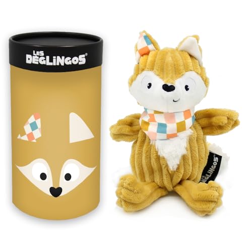 Les Deglingos Plüschtier Fuchs Simply mit Geschenkbox, 22 cm, Senfgelb, ab Geburt von LES DÉGLINGOS