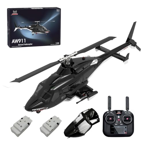 LESDIYMOC AW-911 RC Hubschrauber mit Nasen-Zubehör, 2.4G 9CH Flybarless 6G/3D Stunt 1/34 RC Helikopter ohne Querruder, Modus 1/Modus 2 Umschaltbar Flugzeug, Geschenk -RTF LESDIYMOC AW-911 RC Hubschrauber mit Nasen-Zubehör, 2.4G 9CH Flybarless 6G/3D Stunt 1/34 RC Helikopter ohne Querruder, Modus 1/Modus 2 Umschaltbar Flugzeug, Geschenk -RTF von LESDIYMOC