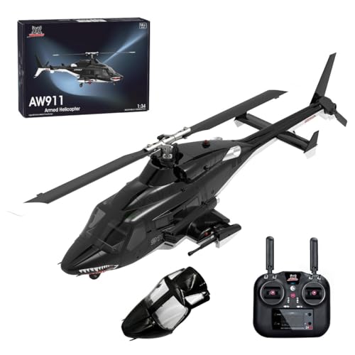 LESDIYMOC AW-911 RC Hubschrauber mit Nasen-Zubehör, 2.4G 9CH Flybarless 6G/3D Stunt 1/34 RC Helikopter ohne Querruder, Modus 1/Modus 2 Umschaltbar Flugzeug, Geschenk -RTF LESDIYMOC AW-911 RC Hubschrauber mit Nasen-Zubehör, 2.4G 9CH Flybarless 6G/3D Stunt 1/34 RC Helikopter ohne Querruder, Modus 1/Modus 2 Umschaltbar Flugzeug, Geschenk -RTF von LESDIYMOC