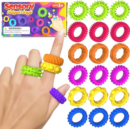 LESONG 18 Stück Sensory Fidget Ringe, Anti Stress Spielzeug Stressabbau für Autismus, Anxiety Ring Set Fidget Spielzeug für Kinder Erwachsene Mitgebsel Geburtstag Geschenke ADHD LESONG 18 Stück Sensory Fidget Ringe, Anti Stress Spielzeug Stressabbau für Autismus, Anxiety Ring Set Fidget Spielzeug für Kinder Erwachsene Mitgebsel Geburtstag Geschenke ADHD von LESONG