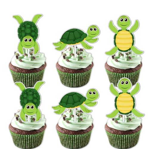 18 Stück grüne Glitzer-Schildkröten-Dessert-Cupcake-Topper, Ozean-Meeres-Thema, Dekorationszubehör, Babyparty, Jungen, Mädchen, Happy Birthday, Party, Jahrestag, Hochzeit, Dekoration 18 Stück grüne Glitzer-Schildkröten-Dessert-Cupcake-Topper, Ozean-Meeres-Thema, Dekorationszubehör, Babyparty, Jungen, Mädchen, Happy Birthday, Party, Jahrestag, Hochzeit, Dekoration von LETLIMIT