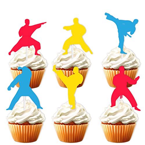 18 bunte Glitzer-Dessert-Cupcake-Topper, Karate, Taekwondo, Fitness, Sport, Dekoration, Zubehör für Herren, Jungen, Happy Birthday, Party-Dekorationen 18 bunte Glitzer-Dessert-Cupcake-Topper, Karate, Taekwondo, Fitness, Sport, Dekoration, Zubehör für Herren, Jungen, Happy Birthday, Party-Dekorationen von LETLIMIT