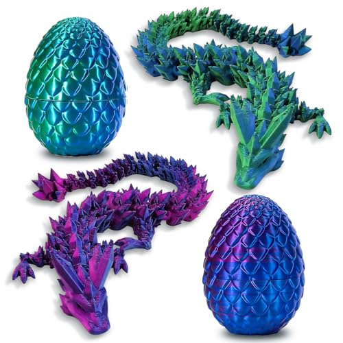 LETSHOLD 2 Stück Drachenei, 3D Drachefiguren im Drachenei Spielzeug Deko, Beweglicher 3D Gedruckter Drache, Ostern Geschenke für Kinder Junge Mädchen (A) von LETSHOLD