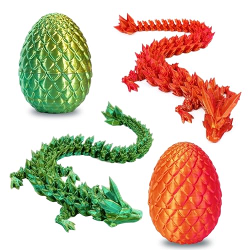 LETSHOLD 2 Stück Drachenei, 3D Drachefiguren im Drachenei Spielzeug Deko, Beweglicher 3D Gedruckter Drache, Ostern Geschenke für Kinder Junge Mädchen (B) von LETSHOLD