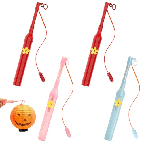 LETSHOLD 4 Stück Laternenstab Kinder Kurz, Laternenstab Kinder Klein für Halloween, St Martin, Karneval, Kinderparty, Kostümparty und Weihnachten (A) von LETSHOLD
