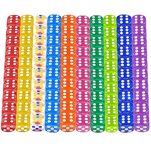 LETTERASHQP 12 mm Würfel Transparent Set, Bunte Würfel Set, Spielwürfel Würfelspiele Tischspiele, Kleine Würfel, 100 Stück Würfel Set für Tischspiele Würfelspiele Tischspiele von LETTERASHQP