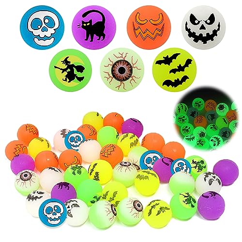 LETTERASHQP 24 Stück Flummi im Dunkeln Leuchtend, Flummi, Halloween Flummi, Gummiball Hüpfball Springball,Luminous Bouncy für Kinder Geschenktüten Füllstoffe Party von LETTERASHQP