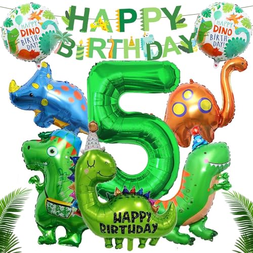 LETTERASHQP Dino Geburtstag Deko, Dinosaurier Kindergeburtstag, Geburtstagsdeko Dino 5 jahre,Kindergeburtstag Dino Luftballon,für Dinosaurier Party Kindergeburtstag Deko Geburtstag Junge von LETTERASHQP