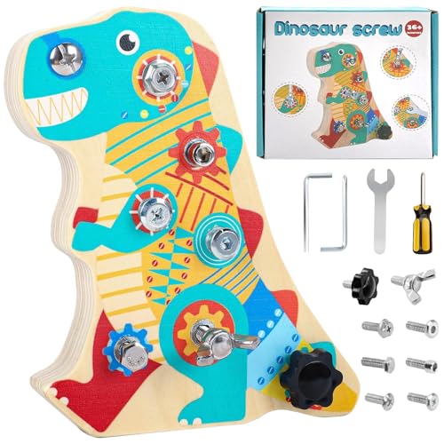 LETTERASHQP Dinosaurier Spielzeug Schraubspielzeug Lernspielzeug, Dinosaurier Schraubbrett für Kinder Schraubendreher Motorikspielzeug Geschenke für Mädchen Junge Kinderspielzeug von LETTERASHQP