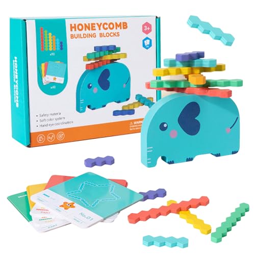 LETTERASHQP Elephant Stapelturm Baby Balance Toy Stapelturm Holz Stacking Game Stapelspiel Sortierspiel Steckspiel Holz Stapelspielzeug Motorikspielzeug Geschenk für Kinder Reisen Park Freien Zuhause von LETTERASHQP