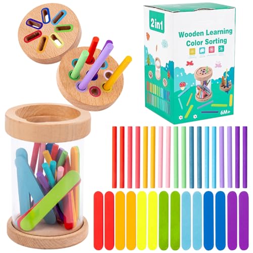 LETTERASHQP Farbe Form Sortierspielzeug Farbsortierspiel ab 1 Jahr 2-in-1 Farbsortierspielzeug Sortierspiel Holzspielzeug Motorikspielzeug ab 1 2 3 4 Jahr Lernspiele Lernspielzeug Kinderspielzeug von LETTERASHQP