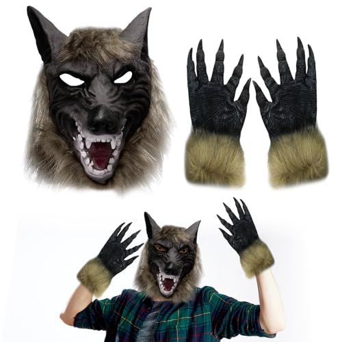 LETTERASHQP Werwolf Maske Erwachsene Halloween Werwolf Kostüm Herren Werwolf Maske Kinder Wolfskopfmaske Hallowee gruselig Horror Halloween Kostüm Kit für Halloweenparty Cosplay LETTERASHQP Werwolf Maske Erwachsene Halloween Werwolf Kostüm Herren Werwolf Maske Kinder Wolfskopfmaske Hallowee gruselig Horror Halloween Kostüm Kit für Halloweenparty Cosplay von LETTERASHQP