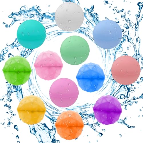 LETTERASHQP 12 Stück Wasserbomben Wiederverwendbar wiederbefüllbare wasserbomben wasserballons wiederverwendbar wasserbälle wiederverwendbare wasserbomben für Jungen Poolspielzeug Wasserspielzeug von LETTERASHQP