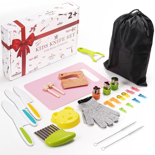 LETTO & TAILOR 27-teiliges Kindermesser Set – Kinder Kochset mit Holzmessern, Gemüseausstechern, Kunststoffmessern, Wellenschneidern, Sandwichschneidern und vielem mehr für Junge Küchenchefs LETTO & TAILOR 27-teiliges Kindermesser Set – Kinder Kochset mit Holzmessern, Gemüseausstechern, Kunststoffmessern, Wellenschneidern, Sandwichschneidern und vielem mehr für Junge Küchenchefs von LETTO & TAILOR