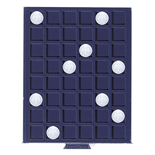 Leuchtturm 325527 Münzbox SMART - 48 eckige Fächer für Münzen bis 24 mm Durchmesser - 1 Euro, 50 Euro-Cent, 1 DM - blau von LEUCHTTURM1917