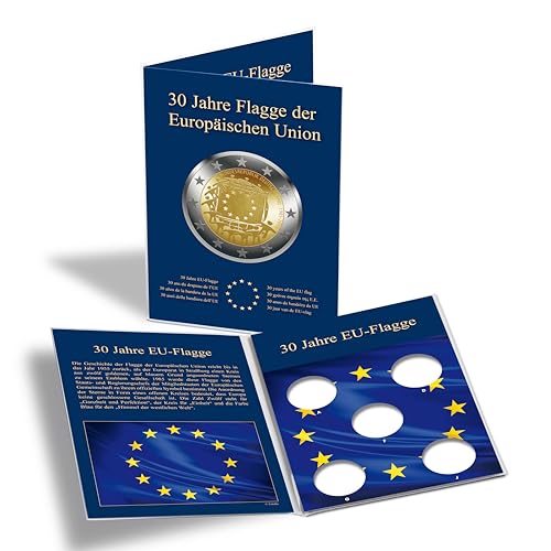 Münzkarte für 5 dt. 2-Euro-Gedenkmünzen 30 Jahre EU-Flagge von LEUCHTTURM1917