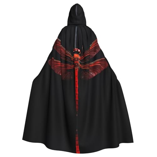 Abstrakte rote Dragonfly3 Halloween-Party-Umhang für Erwachsene, stilvolles Kürbis-Thema, Zauberer-Robe, Cosplay-Kostüme von LEVNDIEJ