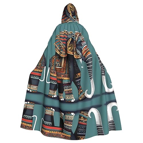 Azteken-Elefanten-Muster, Erwachsenen-Halloween-Party, Umhang, stilvolles Kürbis-Thema, Zauberer-Robe, Cosplay-Kostüme von LEVNDIEJ