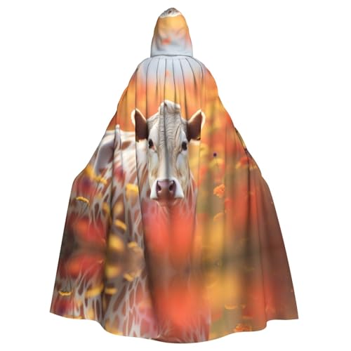 Blumenkuh-Umhang für Erwachsene, Halloween-Party, stilvolles Kürbis-Thema, mit Kapuze, Zauberer-Robe, Cosplay-Kostüm, Schwarz Blumenkuh-Umhang für Erwachsene, Halloween-Party, stilvolles Kürbis-Thema, mit Kapuze, Zauberer-Robe, Cosplay-Kostüm, Schwarz von LEVNDIEJ