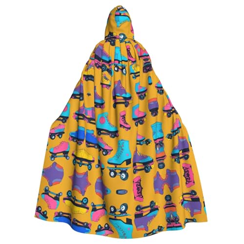 Bunte Rollschuhe für Erwachsene, Halloween-Party, Umhang, stilvolles Kürbis-Thema, mit Kapuze, Zauberer-Robe, Cosplay-Kostüm, Schwarz von LEVNDIEJ