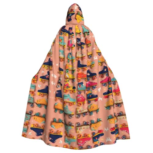 Bunte Rollschuhe für Erwachsene, Halloween-Party, Umhang, stilvolles Kürbis-Thema, mit Kapuze, Zauberer-Robe, Cosplay-Kostüm, Schwarz von LEVNDIEJ