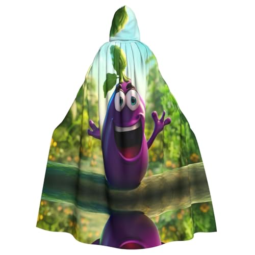 Cartoon-Auberginen-Umhang für Erwachsene, Halloween-Party, Umhang, stilvolles Kürbis-Thema, mit Kapuze, Zauberer-Robe, Cosplay-Kostüm, Schwarz Cartoon-Auberginen-Umhang für Erwachsene, Halloween-Party, Umhang, stilvolles Kürbis-Thema, mit Kapuze, Zauberer-Robe, Cosplay-Kostüm, Schwarz von LEVNDIEJ