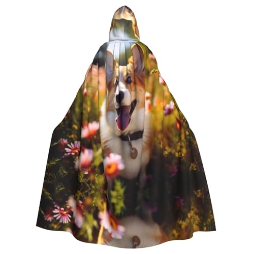 Corgi Halloween-Umhang mit Blumenmuster, für Erwachsene, stilvolles Kürbis-Thema, Zauberer-Robe, Cosplay-Kostüm, Schwarz Corgi Halloween-Umhang mit Blumenmuster, für Erwachsene, stilvolles Kürbis-Thema, Zauberer-Robe, Cosplay-Kostüm, Schwarz von LEVNDIEJ