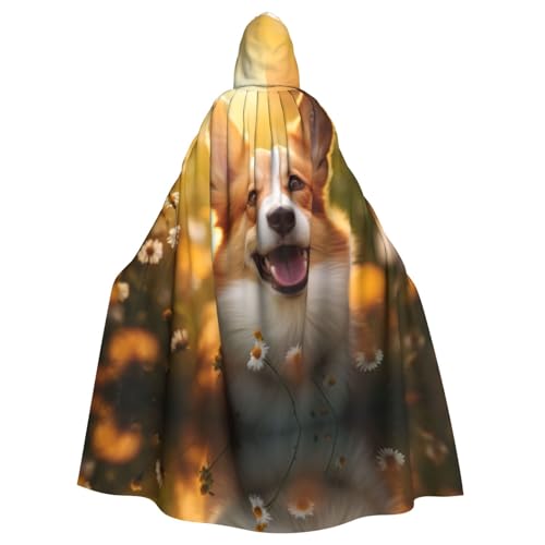 Corgi Halloween-Umhang mit Blumenmuster, für Erwachsene, stilvolles Kürbis-Thema, Zauberer-Robe, Cosplay-Kostüm, Schwarz Corgi Halloween-Umhang mit Blumenmuster, für Erwachsene, stilvolles Kürbis-Thema, Zauberer-Robe, Cosplay-Kostüm, Schwarz von LEVNDIEJ