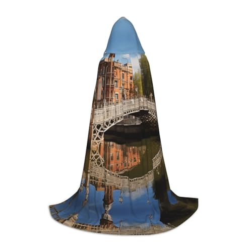 Dublin Irland Ha Penny Bridge River Print Kapuzenumhang für Damen Herren Roben Mittelalter Kostüm Umhang für Halloween Maskerade, Schwarz, L Dublin Irland Ha Penny Bridge River Print Kapuzenumhang für Damen Herren Roben Mittelalter Kostüm Umhang für Halloween Maskerade, Schwarz, L von LEVNDIEJ