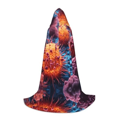Ein handgezeichnetes Gemälde einer Krebszellen im Druck, Kapuzenumhang für Damen und Herren, Bademantel, Mittelalter-Kostüm, Umhang für Halloween, Schwarz, M von LEVNDIEJ