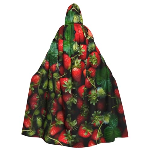 Erdbeer-Halloween-Party-Umhang für Erwachsene, stilvolles Kürbis-Thema, mit Kapuze, Zauberer-Robe, Cosplay-Kostüme von LEVNDIEJ