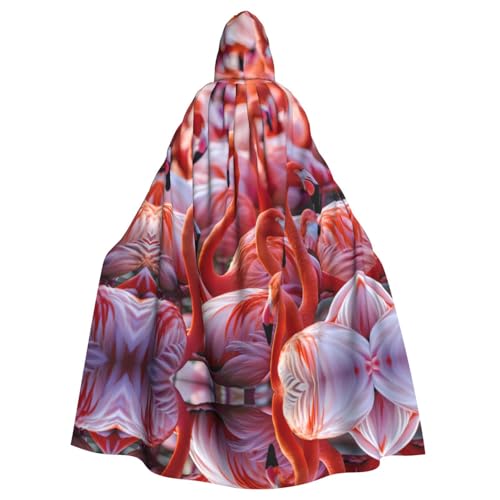 Flamingo Halloween-Party-Umhang für Erwachsene, stilvolles Kürbis-Thema, mit Kapuze, Zauberer-Robe, Cosplay-Kostüm, Schwarz von LEVNDIEJ