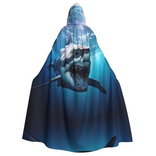 Foraging Shark Erwachsenen-Halloween-Party-Umhang, stilvolles Kürbis-Thema, Zauberer-Robe, Cosplay-Kostüm, Schwarz von LEVNDIEJ
