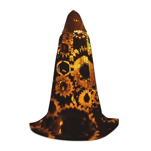 Gears Clock Bronze-Umhang mit Kapuze für Damen und Herren, Umhang mit Kapuze, Mittelalter-Kostüm, Umhang für Halloween, Maskerade, Cosplay, Schwarz, Large von LEVNDIEJ