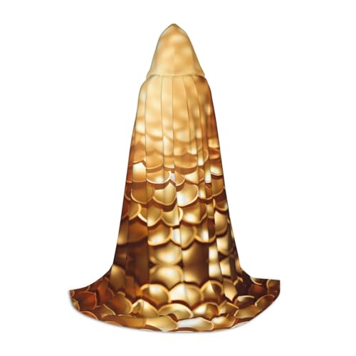 Goldfarbener Meerjungfrauen-Umhang mit Kapuze für Damen und Herren, Mittelalter-Kostüm, Umhang für Halloween, Maskerade, Cosplay, Schwarz, Large von LEVNDIEJ
